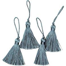 Expo 2" Key Pack of 4 Mini Fiber Tassel, Pewter, 4 Count