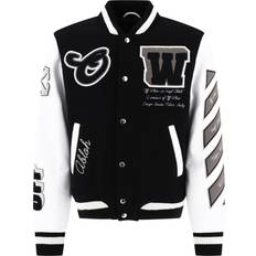 Leather Outerwear Off-White Lea Appliqué Varsity Jacket - Black/White/Light Grey