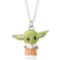 Disney Men Necklaces Disney Star Wars The Mandalorian Grogu Sterling Silver Grogu Pendant Necklace, 18" Chain, Officially Licensed