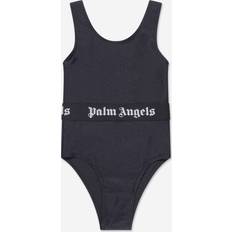 Black - Girls Swimwear Palm Angels Logo-waistband one-piece swimsuit kids Elastane/Polyamide Black