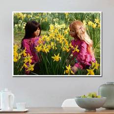 Yellow Diamond Paintings Fiyo Handmade Diamond Painting Cross Stitch Kits Doll and Yellow Flower Christmas Decoration