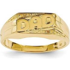 Finest Gold 14K Yellow Polished Etched Edges Diamond Dad Ring Mounting