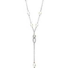 White Necklaces C. W. Sellors Sterling Silver White Pearl Five Stone Double Oval Drop Necklace Silver