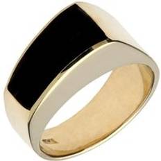 Amarillo Anillos C. W. Sellors 9ct Gold Whitby Jet Tapered Band Ring Gold