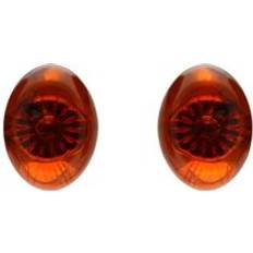 Red Jewellery C. W. Sellors Sterling Silver Red Amber Oval Pebble Stud Earrings Silver