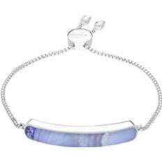 Jewellery C. W. Sellors Sterling Silver Blue Lace Agate Lineaire Long Bracelet