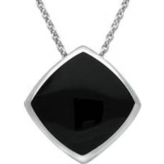 Jewellery C. W. Sellors Sterling Silver Whitby Jet Cushion Necklace Silver