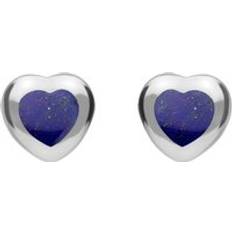 Jewellery C. W. Sellors Sterling Silver Lapis Lazuli Framed Heart Stud Earrings Silver