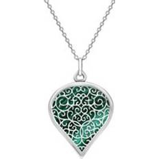 L Necklaces C. W. Sellors Sterling Silver Malachite Flore Filigree Heart Necklace