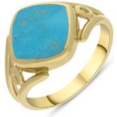 Yellow Rings C. W. Sellors 9ct Gold Turquoise Cushion Cut Ring