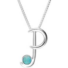 Turquoise Necklaces C. W. Sellors Sterling Silver Turquoise Love Letters Initial P Necklace