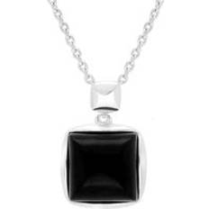 Jewellery C. W. Sellors Sterling Silver Whitby Jet Square Necklace Silver