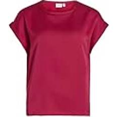 Vila Dam T-shirts Vila kvinnlig topp med korta ärmar rund hals, cerise