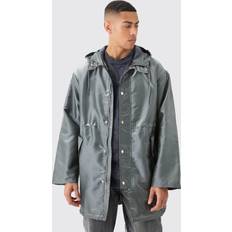Herr - Silver Kappor & Rockar boohooMAN Mens Liquid Metallic Parka Grey
