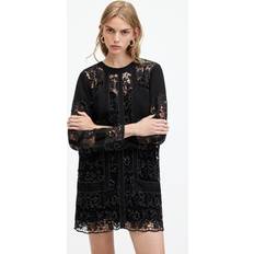 Leinen Kleider Bering AllSaints Noush Embellished Linen Blend Mini Dress