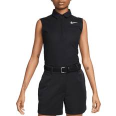 Black - Women Polo Shirts Nike Women's Tour Dri-FIT ADV Sleeveless Golf Polo, Medium, Black