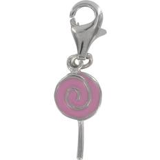Rodium Berlocker & Hängen Les Trésors de Lily [Q4925] Silver charm pendant 'Lollipop' pink silver rhodium plated 14x7 mm