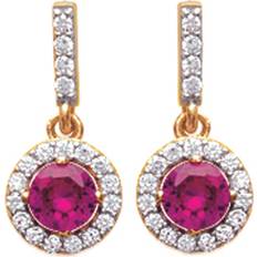 Rubiner Örhängen Les Trésors de Lily [L7888] Gold Plated Earrings 'Sissi' ruby white gold 15x7 mm