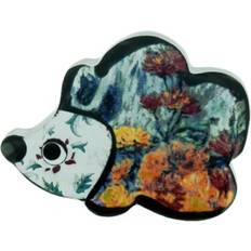 Brun Broscher Les Trésors de Lily [R4277] Craft brooch 'Mistinguette' gray orange hedgehog 60x45mm