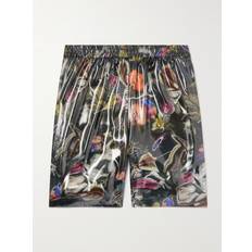 Acne Studios Shorts Acne Studios Straight-Leg Printed Metallic Satin Shorts Men Black IT