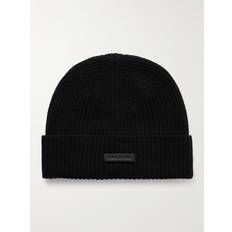 Fear of God Men Accessories Fear of God Logo-Appliquéd Ribbed Cashmere Beanie Men Black