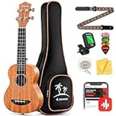 Mahogany Ukuleles Donner Sopran ukulele nybörjarkit ukulele 21 tum startkit mahogny vuxen Hawaii gitarr Ukelele med onlinelektion DUS-100