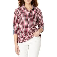 Tommy Hilfiger Women Blouses Tommy Hilfiger Women's Blouse Casual Check Roll Tab Long Sleeve, Chili Pepper Multi