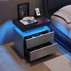 Tables Bed Bath & Beyond Nightstand LED Cabinet Lights Modern with 2 Bedside Table