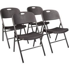 Amazon Basics Plastic Metal Folding Chairs Set of 4 Office Chair