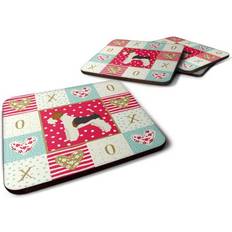 Kitchen Accessories Carolines Treasures Fox Terrier Love Foam Set of 4 Coasters Coaster