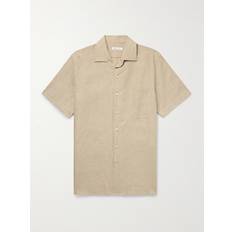 Loro Piana Clothing Loro Piana André Camp-Collar Linen Shirt Men Neutrals