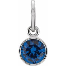 Unisex - White Gold Charms & Pendants Precious Stars Precious Stars Unisex 14K White Gold 4mm Round Imitation Blue Sapphire Birthstone Charm