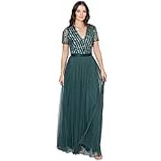 Dresses on sale Maya Deluxe Maya Deluxe Damen Maya Deluxe Maxi Dress for Women Ladies Bridesmaid V-neck Plus Ball Gown Short Sleeves Long Ele Brautjungfernkleid, Emerald Green