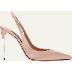 Dolce & Gabbana Pink Heels & Pumps Dolce & Gabbana Satin Metallic-Stiletto Slingback Pumps