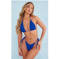 PrettyLittleThing Royal Blue Crinkle Triangle Bikini Top, Royal Blue