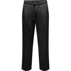 Only & Sons Dam Byxor Only & Sons Onssinus Loose Visc Lin 0075 Pnt Svart