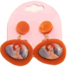 Brown Earrings Les Tresors De Lily [R4296] Handmade orange 'Mistinguette' earrings Modigliani 40x32mm