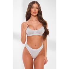 Lingerie Sets PrettyLittleThing Ensemble de lingerie gris à coutures contrastantes - Gris