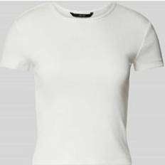 Ribbet T-shirts Vero Moda Ribbed Round Neck T-Shirt - White