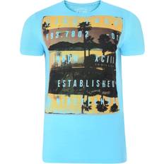 Firetrap Crew Neck Sunset Print T-shirt Sky Blue