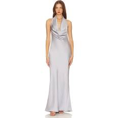Norma Kamali Satin Cowl Neck Gown - Gray