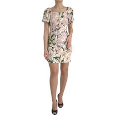 Clothing Dolce & Gabbana Elegant Pink Lily Print Sheath Dress Pink