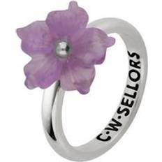 Amethyst Rings C. W. Sellors Sterling Silver Amethyst Tuberose 10mm Carnation Ring Silver