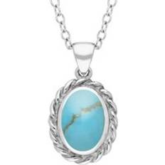 Turquoise Necklaces C. W. Sellors Sterling Silver Turquoise Oval Rope Frame Necklace Option1 Value Silver