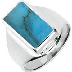 S Rings C. W. Sellors Sterling Silver Turquoise Oblong Ring Silver