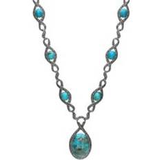 Turquoise Necklaces C. W. Sellors Sterling Silver Turquoise Marcasite Thirteen Stone Twist Link Necklace Silver