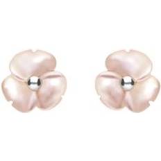 Quartz Earrings C. W. Sellors Sterling Silver Pink Mother of Pearl Tuberose 8mm Clover Stud Earrings Silver