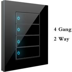 Elartiklar Funry 1 2 3 4 gang 1 2-way household switch socket type 86 wall outlet with led tempered glass mirror rese