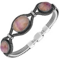 Bracelets on sale C. W. Sellors Sterling Silver Blue John Three Stone Oval Foxtail Bracelet Option1 Value Silver