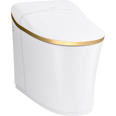 Toilets Kohler K-77795 Eir 0.8 1.0 GPF Dual Flush One Piece Elongated Chair Height with Actuator Plate Flush Bidet Seat Included White Moderne